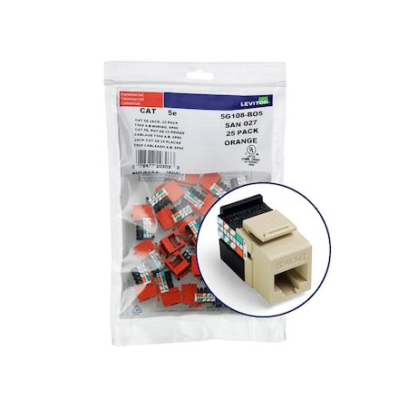 Leviton RJ JACK AND MODULE JACK GIGAMAX 5E 25PK IV 5G108-BI5